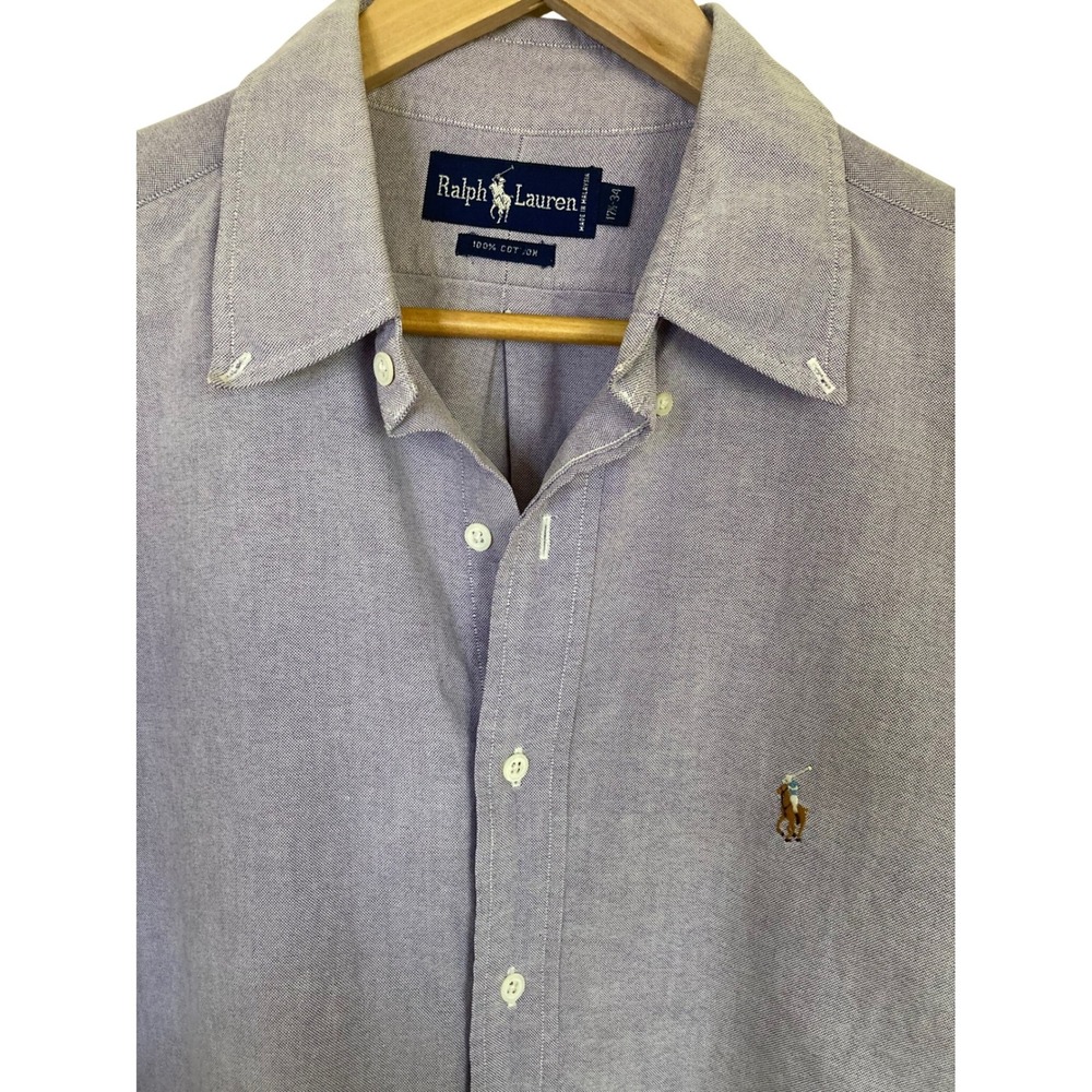Ralph Lauren Mens Oxford Button Down Shirt Lavender Purple Cotton 17.5 34